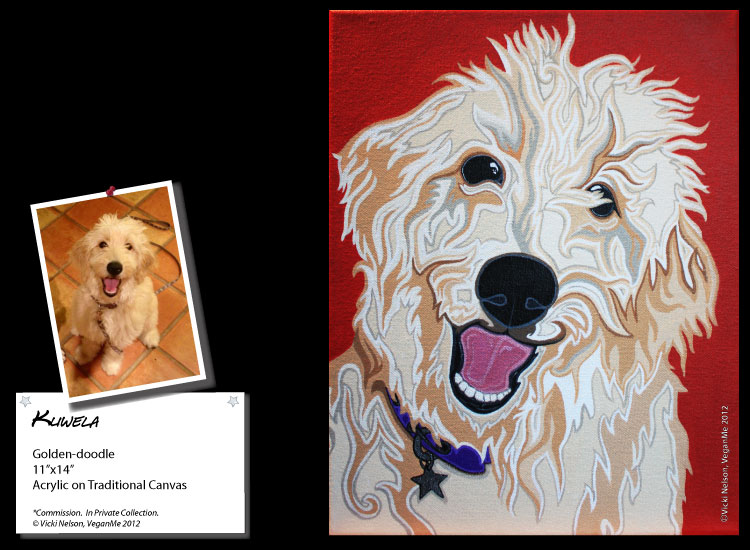 Kuwela the Golden-doodle dog portrait