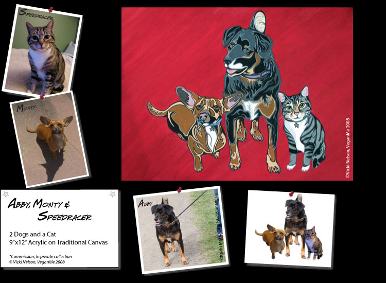 Abby, Monty and Speedracer dog and cat portrait