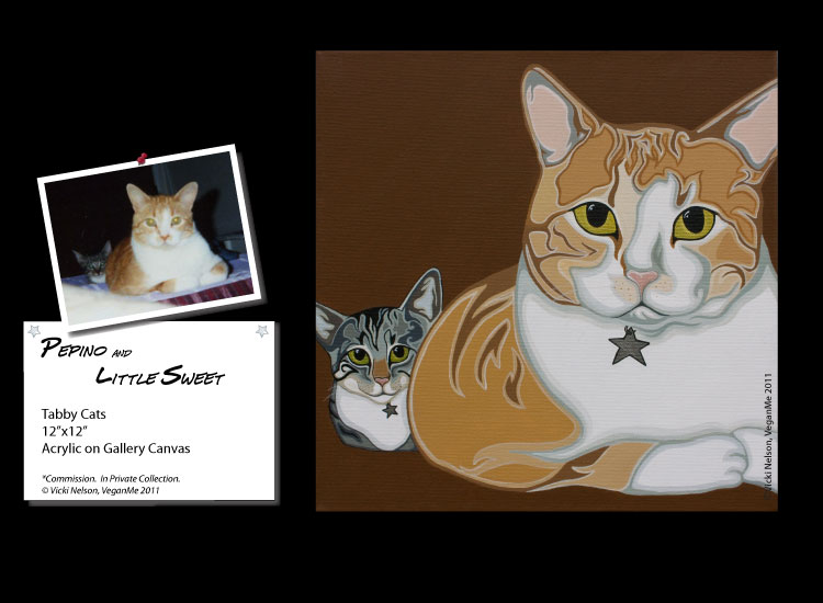 Pepino and Little Sweet the Tabby cats portrait