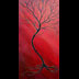 Tree painting with red background