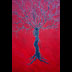 Tree with Face painting on red background 